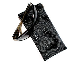 Sunglasses Pouch in Black and White Dot Print Fabric