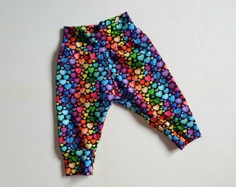 Gifts for baby SIZE 00 - Baby Pants in Colourful Loveheart Fabric