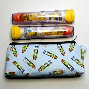 Compact Long First Aid Pouch in Epipen Fabric MINI scale print image 2