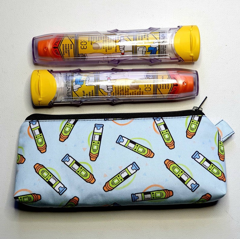 Compact Long First Aid Pouch in Epipen Fabric MINI scale print image 2