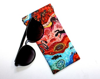 Sunglasses Pouch in Colourful Indigenous Artwork Design Fabric