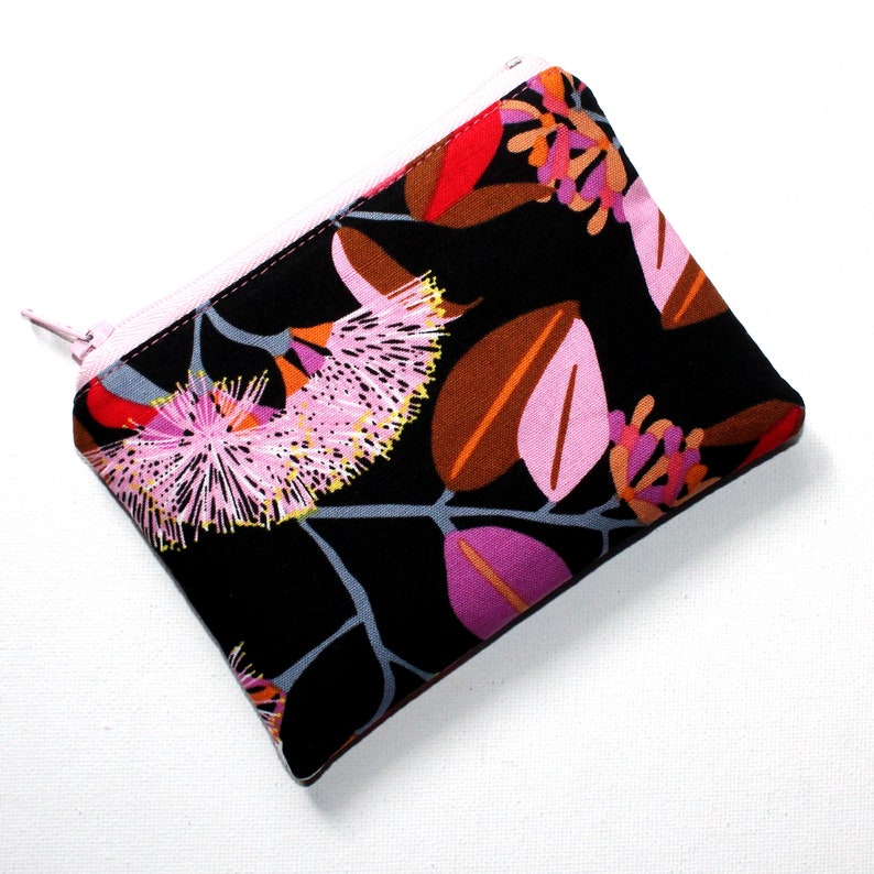 Small Zippered Pouch in Gorgeous Eucalyptus Floral Fabric