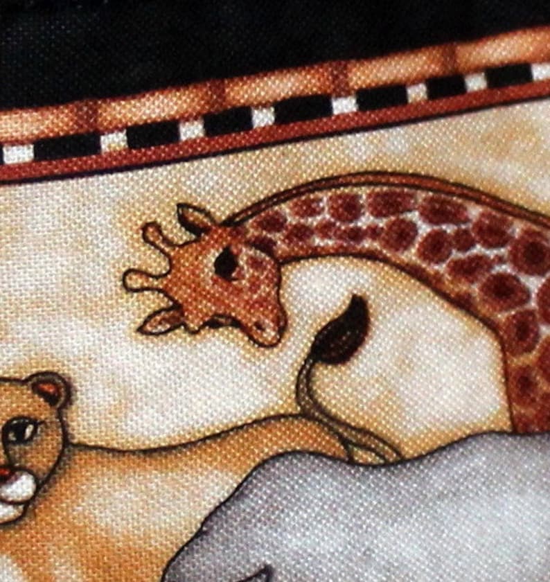 Zippered Pouch with Flat Bottom in Safari Animal Fabric