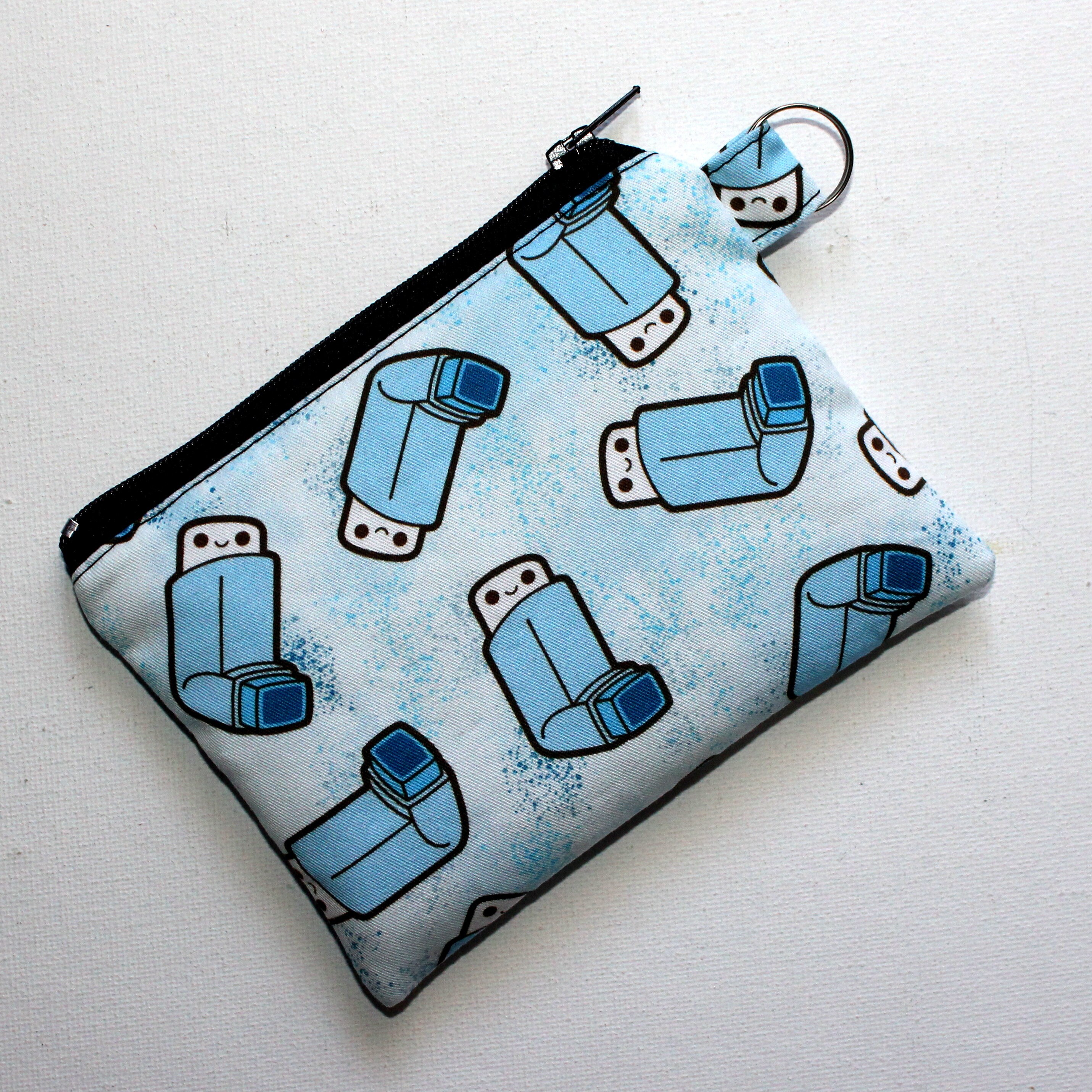 Small Zippered Pouch in Blue Puffer Fabric Etsy
