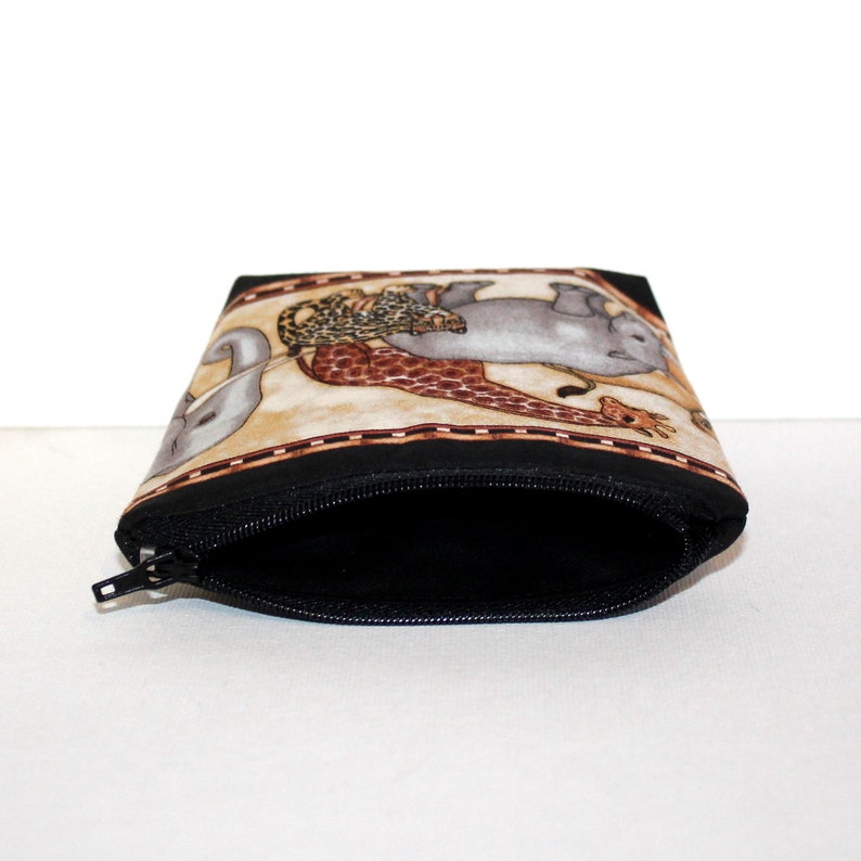 Zippered Pouch with Flat Bottom in Safari Animal Fabric