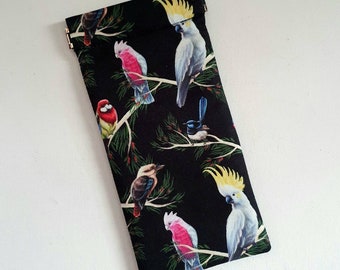 Sunglasses Pouch in Beautiful Australian Native Bird Fabric