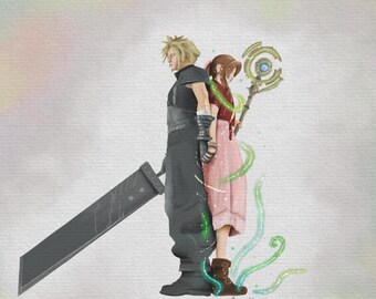 Clerith Canvas Print, Final Fantasy VII Remake Rebirth, Cloud and Aerith Art