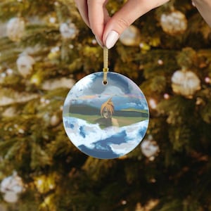 Final Fantasy 7  Rebirth Cloud in empty Holy Materia - Glass Christmas Ornaments