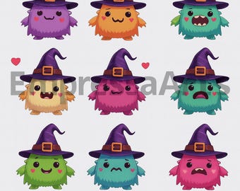 Bewitching Beasts Twitch Emotes Pack, 12 Cute Monster Streamer Emotes, Kawaii Fantasy Graphics, Instant Download