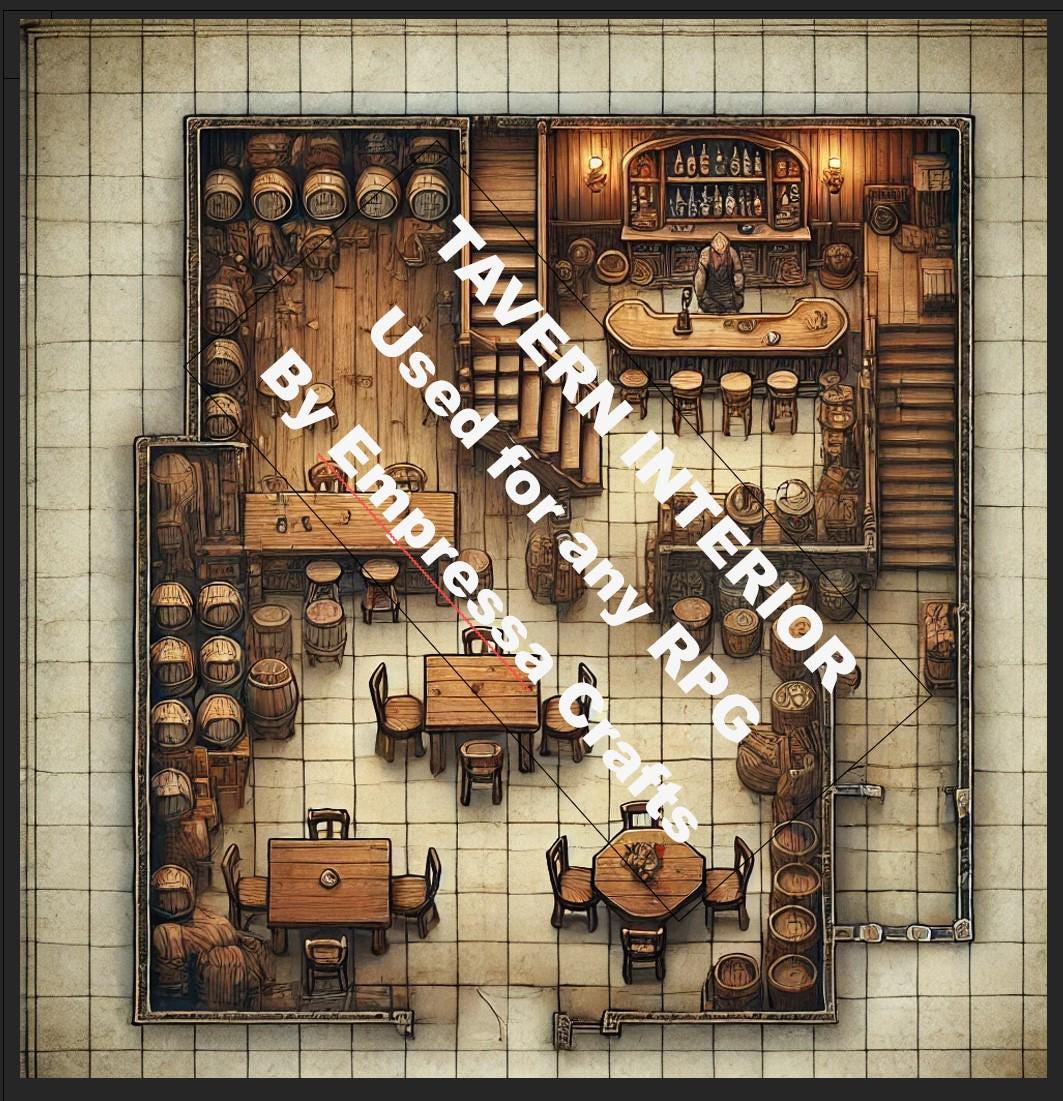 Tavern Battle Map (Digital, Top-Down)