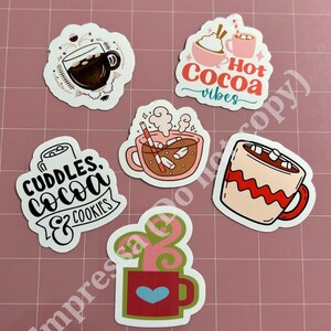 Cute Hot Cocoa Vinyl Stickers (Set of 6)