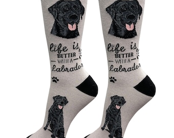 Labrador black Life is Better Socks – Premium Quality  Comfy Socks, Perfect Novelty Gift Ideas for Pet Lovers