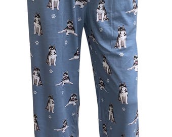 Siberian Husky Pajama Bottoms Unisex Cotton Blend – Super Soft