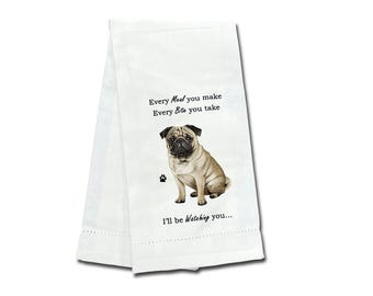 Keukenhanddoek Mopshond – Premium kwaliteit, zacht en superabsorberend 100% katoen met realistisch hondenbeeld, perfect cadeau voor dierenliefhebbers