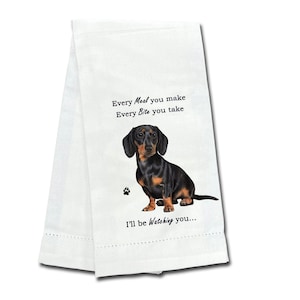 Dachshund black Kitchen Towel– Premium Quality, Soft & Super Absorbent 100% Cotton with Realistic Dog Image, Perfect Gift for Pet Lovers