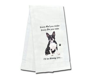 Torchon Boston Terrier - 100 % coton de qualité supérieure, doux et super absorbant avec une image de chien réaliste, cadeau parfait pour les amateurs d'animaux de compagnie
