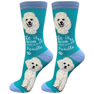 Poodle white Life is Better Socks – Premium Quality  Comfy Socks, Perfect Novelty Gift Ideas for Pet Lovers