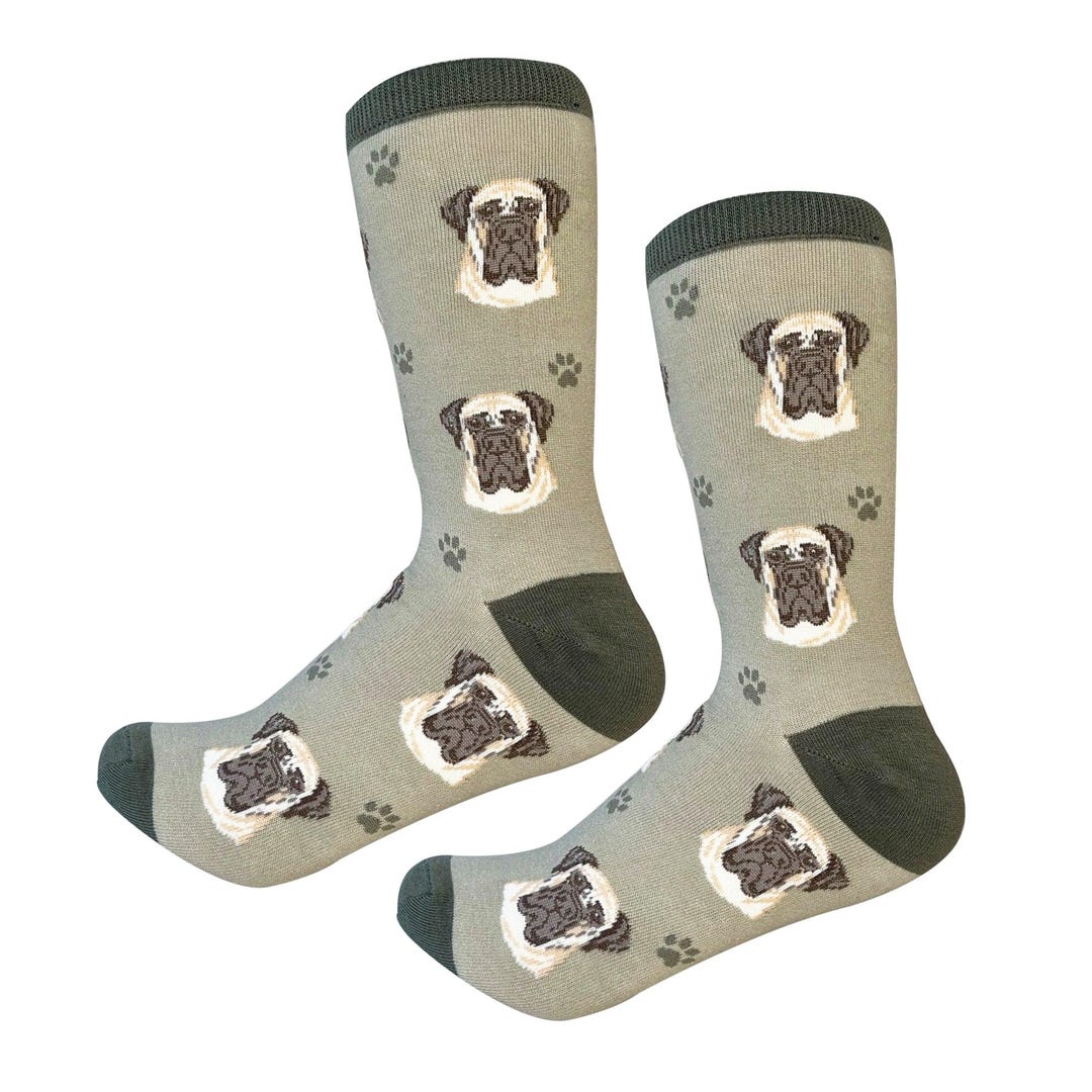 Chaussettes English Mastiff (Mâtin Anglais) Par GoldenHorn - Taille M Pour Femme, Motif Chien, Neuves Avec étiquettes
