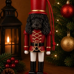 Poodle Black Nutcracker Christmas Decor | Pet Lover Holiday Gift | Dog Breed Nutcracker Figurine | Christmas Shelf Decor