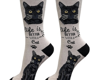 Black Cat Life is Better-strumpor – Bekväma strumpor av premiumkvalitet, perfekta presentidéer för husdjursälskare
