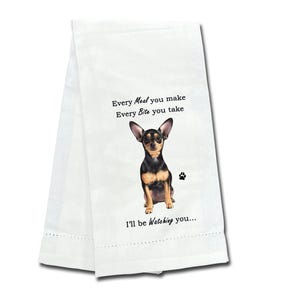 Toalha de cozinha preta Chihuahua – Qualidade premium, macia e superabsorvente 100% algodão com imagem realista de cachorro, presente perfeito para amantes de animais de estimação