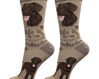 Labrador chocolate Life is Better Socks – Premium Quality  Comfy Socks, Perfect Novelty Gift Ideas for Pet Lovers