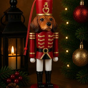 Dachshund Red Nutcracker Christmas Decor | Pet Lover Holiday Gift | Dog Breed Nutcracker Figurine | Christmas Shelf Decor