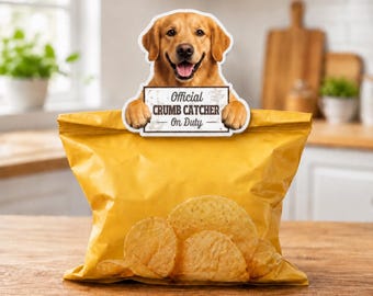 Golden Retriever B, Magnetic Chip Clip – Funny Crumb Catcher Bag Clip