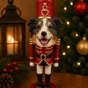 Australische Herder Notenkraker Kerstdecoratie | Kerstcadeau voor dierenliefhebbers | Notenkraker beeldje van een hondenras | Kerstdecoratie voor op de plank