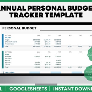 Annual Budget Spreadsheet: Personal Finance Tracker (Google Sheets)