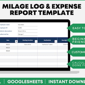 Vehicle & Mileage Tracker Log with Expenses, Fuel, Maintenance Tracker, and Mileage Calculator | Business Spreadsheet for Google Sheets