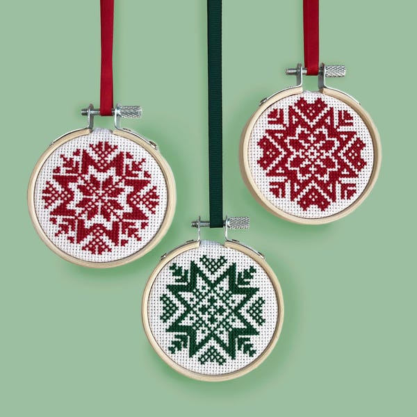 Fairisle Christmas Stars or Snowflakes cross stitch chart | PDF instant download