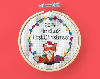 Baby's First Christmas customisable cross stitch chart | PDF instant download