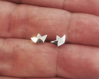 ORIGAMI - sterling zilveren papieren boot oorbellen