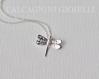 LIBEL - Sterling zilveren libelle hanger met ketting - Calcagnini Gioielli