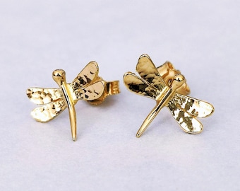 DRAGONFLY - 18 Kt gold dragonfly stud earrings - Calcagnini Gioielli Design