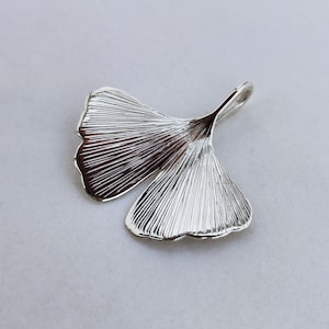 GINKGO - sterling silver ginkgo biloba pendant - Ginko leaf - handmade