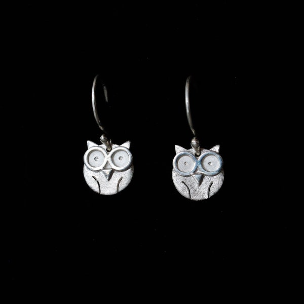 OWL - sterling silver small dangle owls earrings - Calcagnini Gioielli