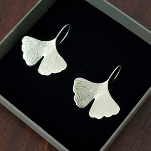 GINKGO sterling silver ginkgo earrings hand engraved ginkgo biloba leaves ginko image 5