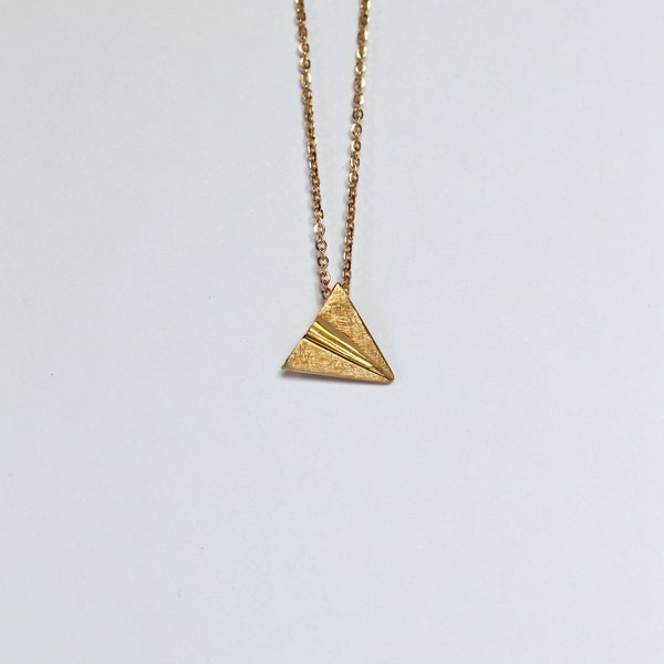 ORIGAMI - 18 kt gold necklace composed of a small pendant in the shape of a paper airplane complete with chain - Calcagnini Gioielli