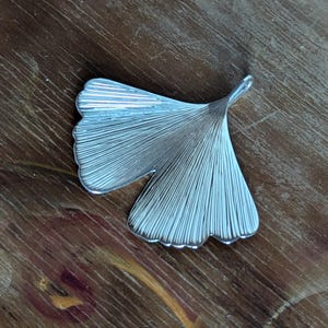 GINKGO - large sterling silver ginkgo leaf pendant