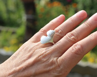 Sterling Silver Ginkgo Leaf Ring: Elegant Nature Jewelry