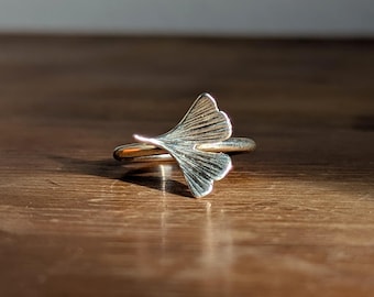 GINKGO - Sterling Silber Ginkgo Ring - Ginko biloba Blatt