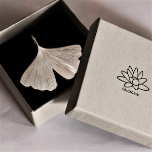 GINKGO - large sterling silver ginkgo leaf pendant