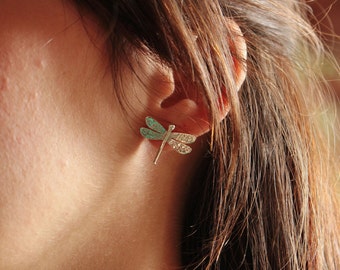 DRAGONFLY - sterling silver stud earrings with dragonfly - Calcagnini Gioielli