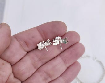 Brincos de libélula em prata de lei, delicados e delicados - Calcagnini Gioielli Design