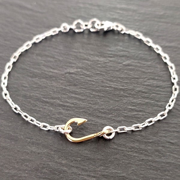 T'AMO - sterling silver bracelet with 18kt yellow gold fish hook