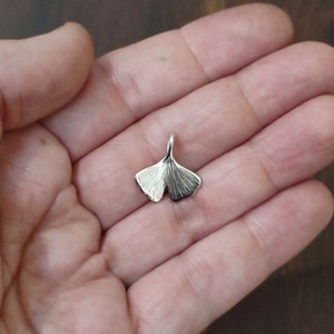 GINKGO small ginkgo biloba leaf in sterling silver handmade image 2