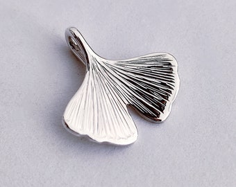 GINKGO - small ginkgo biloba leaf in sterling silver - handmade