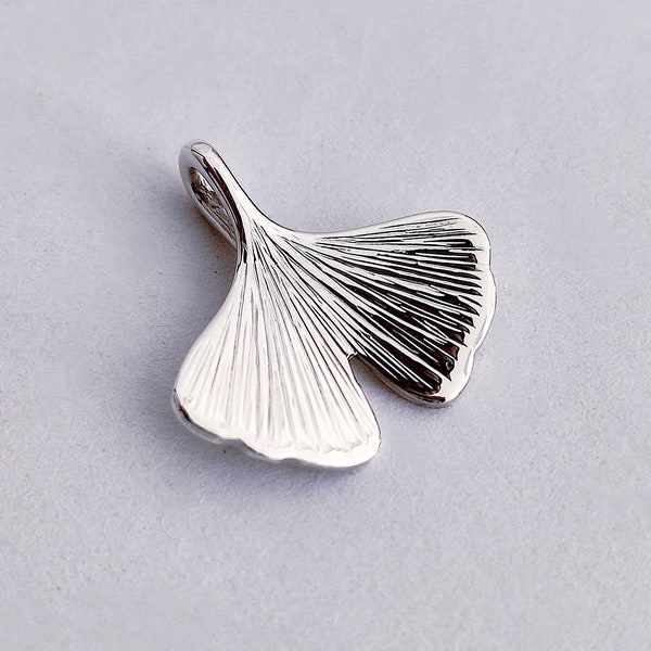 GINKGO - small ginkgo biloba leaf in sterling silver - handmade